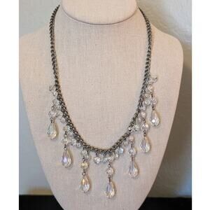 Gun Metal Crystal Dangle 18-21" Necklace